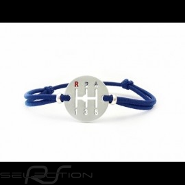 Gearbox Bracelet Silver finish Coloured cord France blue Made in France