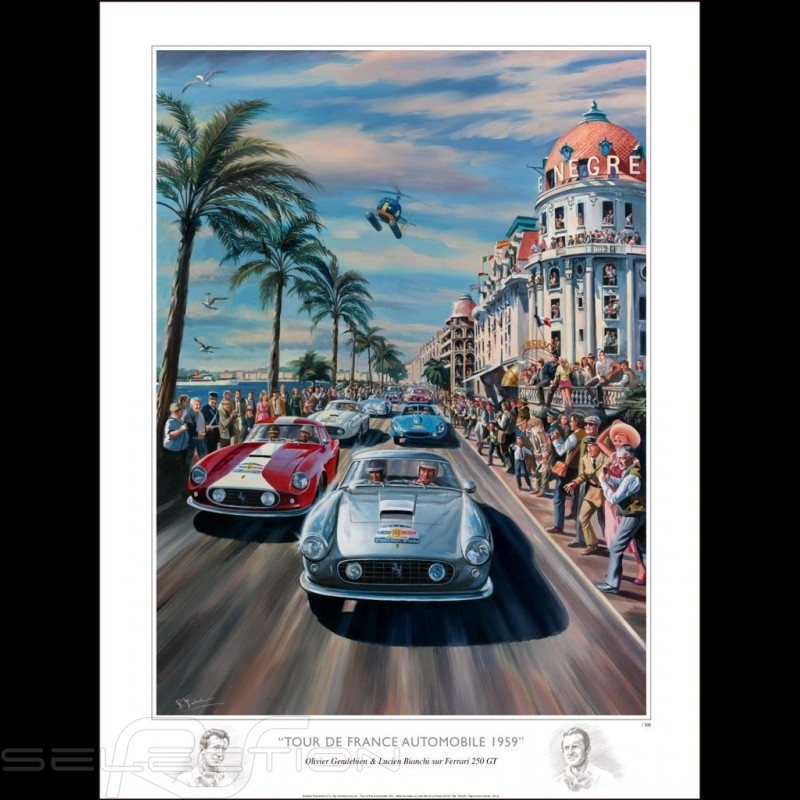 Tour de France Auto 1959 original drawing by Benjamin Freudenthal