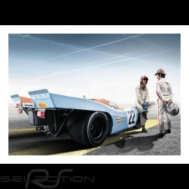 Poster Porsche 917 K n° 22 Gulf Le Mans avec Jo Siffert et Pedro Rodriguez 29.7cm x 42cm