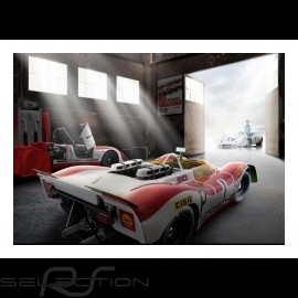 Old garage with Porsche 908 /02 n° 1 Nürburgring 1969 poster 83.8cm x 59cm