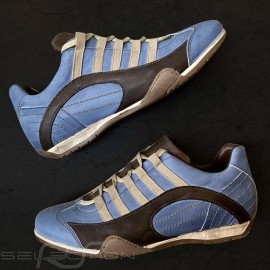 Sneaker / basket shoes Style race driver Pacific blue / brown - men