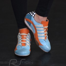 Sneaker / basket shoes style race driver Gulf blue - women