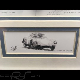Porsche 550 A RS n° 25 24h du Mans 1958 Aluminium Rahmen mit Schwarz-Weiß Skizze Limitierte Auflage Uli Ehret - 309