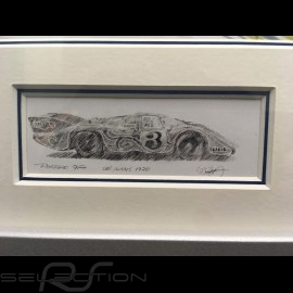 Porsche 917 LH n° 3 Psychedelic Le Mans 1971 wood frame aluminum with black and white sketch Limited edition Uli Ehret - 275
