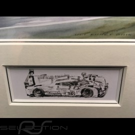 Porsche 919 Hybrid winner Le Mans 2015 Aluminium Rahmen mit Schwarz-Weiß Skizze Limitierte Auflage Uli Ehret - 551