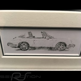 Porsche 911 Targa weiches Fenster grün Aluminium Rahmen mit Schwarz-Weiß Skizze Limitierte Auflage Uli Ehret - 262