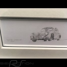 Porsche 356 A Carrera grau Aluminium Rahmen mit Schwarz-Weiß Skizze Limitierte Auflage Uli Ehret - 135