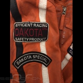 Gulf Lederjacke Dakota Super Sport Racing Team Classic driver Orange - Herren