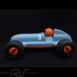 Vintage wooden racing car for children Gulf blue Schuco 450987200