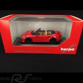 Porsche 911 type 991 phase II Turbo S Cabriolet 2016 carmin red 1/43 Herpa 071482