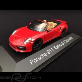 Porsche 911 type 991 phase II Turbo S Cabriolet 2016 carmin rot 1/43 Herpa 071482