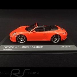 Porsche 911 type 991 phase II Carrera 4 Cabriolet 2016 lava orange 1/43 Minichamps 410067231