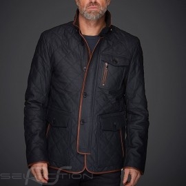 Leather jacket Gentleman driver Miles Quilted Slate grey - men