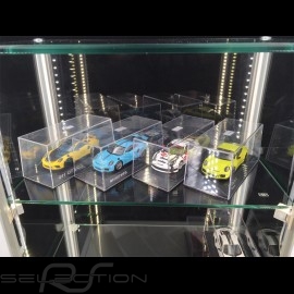 Glass display showcase LED lighting For up to 15 Porsche model cars 1/43 scale