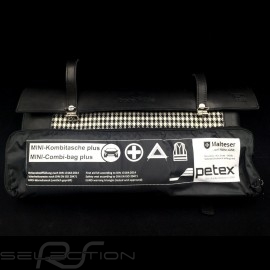 Original Porsche Pepita Tasche mit Riemen Hahnentrittstoff / Schwarzes Recaro Leder  - Erste-Hilfe-Kasten enthalten