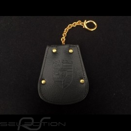 Porsche key pouch black leather Reutter retractable gold plated chain