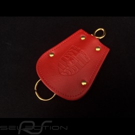 Porsche key pouch red leather Reutter retractable gold plated chain