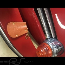 Porsche Schlüsseltäschchen braun leder Reutter einziehbar vergoldete Kette