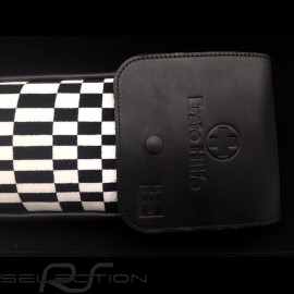 Original Porsche Pascha schwarz und weiß / Schwarzes Recaro Leder Tasche mit Klappe - Erste-Hilfe-Kasten enthalten