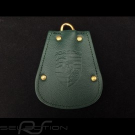 Porsche key pouch green leather Reutter retractable gold plated chain