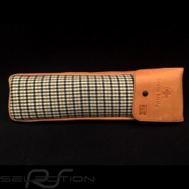 Original Porsche Pepita braun Hahnentrittstoff / Braun Recaro Leder Tasche mit Klappe - Erste-Hilfe-Kasten enthalten