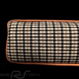 Original Porsche Pepita brown Houndstooth fabric / Brown Recaro leather bag with flap - first aid kit included