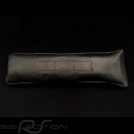 Original Porsche Tartan plaid fabric / Black Recaro leather bag with flap - first aid kit included