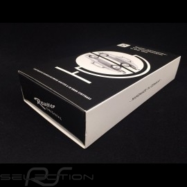 Glasses case black leather Reutter for Porsche 356 magnetic with metal saint christophe medallion