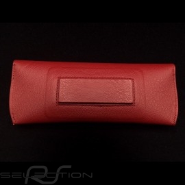 Glasses case red leather Reutter for Porsche 356 magnetic with metal saint christophe medallion