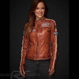 Gulf Lederjacke Dakota Super Sport Racing Team Classic driver Braun - Damen