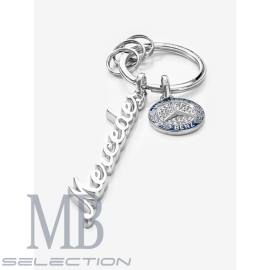 Porte-clés keyring Schlüsselanhänger Mercedes Classic Logo Vintage lettrage lettering schriftzug Swarovski argent silver silber 