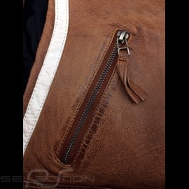 Gulf leather jacket Dakota Super Sport Racing Team Classic driver Brown - women