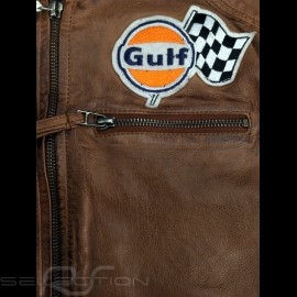 Gulf Lederjacke Dakota Super Sport Racing Team Classic driver Braun - Damen