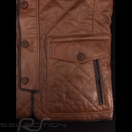 Leather jacket Gentleman driver Miles Quilted Brown - men