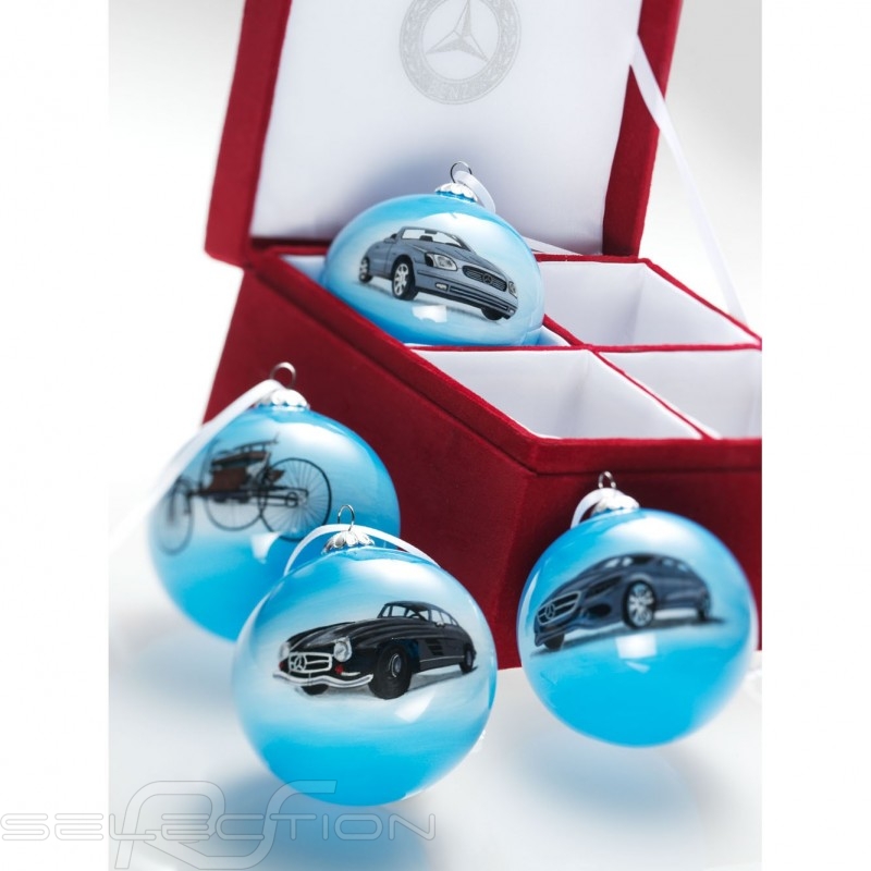 Mercedes Weihnachtskugeln 4er Set blau MercedesBenz