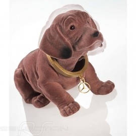 Peluche plush Mercedes chien dog avec tête articulée plastique marron  with articulated head plastic brown mit gelenkkopf kunsts