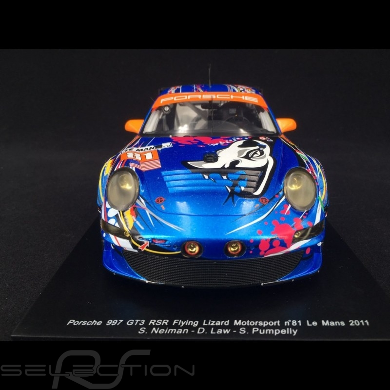 Porsche 997 GT3 RSR Flying Lizard N°81 Le Mans 2011 – Spark 1/43, Très Bon état