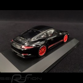 Porsche 911 R typ 991 2016 schwarz / schwarze und rote Streifen 1/43 Spark WAX02020054