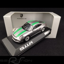 Porsche 911 R 2016 metallic grau / grünen streifen 1/43 SPARK WAP0201460G