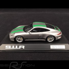 Porsche 911 R 2016 metallic grau / grünen streifen 1/43 SPARK WAP0201460G