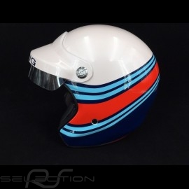 Helm racing metallisch weiß / blau / rot