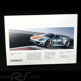 Broschüre Porsche Das Rennlabor 918 RSR 01/2011 ref Wsls1101000710