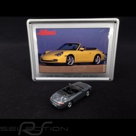 Porsche 911 Carrera Cabriolet typ 996 1997 grau mit metallischer Karte 1/87 Schuco 452693200