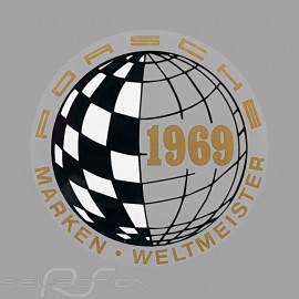 Aufkleber Porsche Marken Weltmeister 1969 für die Innenseite von Gläsern