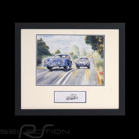 Porsche 356 Carrera and Carrera Abarth wood frame aluminum with black and white sketch Limited edition Uli Ehret - 187