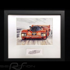 Porsche Poster 956 n° 1 Jagermeister Stefan Bellof Norisring 1984 Schwarz Rahmen mit Skizze Limitierte Auflage Uli Ehret - 294
