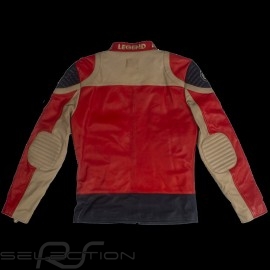 Lederjacke 24h Le Mans 66 Indianapolis rot / beige / navy blau - Herren