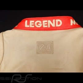 Leather jacket 24h Le Mans 66 Indianapolis  red / beige / navy blue - men