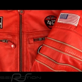 Lederjacke 24h Le Mans 66 Mulsanne Rot - Herren