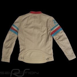 Lederjacke 24h Le Mans 66 Hunaudieres beige / türkis / rot - Herren jacket jacke